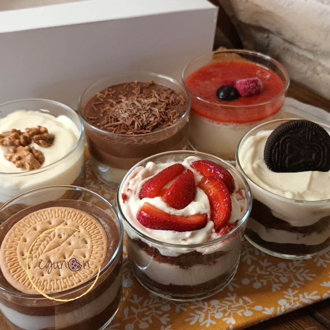 tartas en vaso, dulces, regalos, a domicilio
